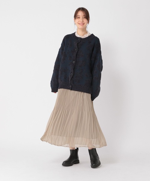 studio CLIP（スタディオクリップ）の「7ゲージフラワーカーディガンジャケット（カーディガン/ボレロ・レディース・ネイビー/オフホワイト・FREE）」の12枚目の写真