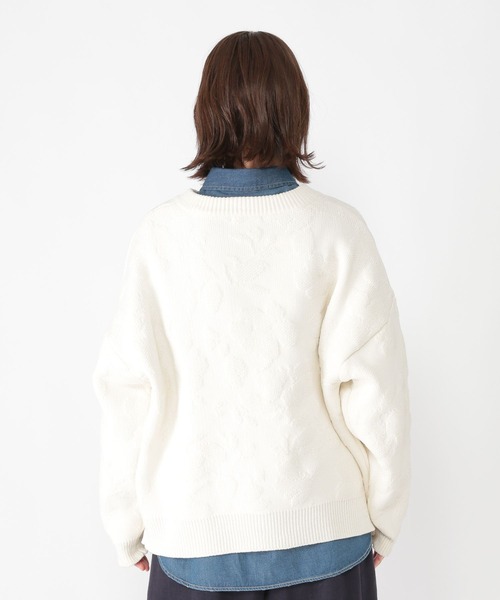 studio CLIP（スタディオクリップ）の「7ゲージフラワーカーディガンジャケット（カーディガン/ボレロ・レディース・ネイビー/オフホワイト・FREE）」の9枚目の写真