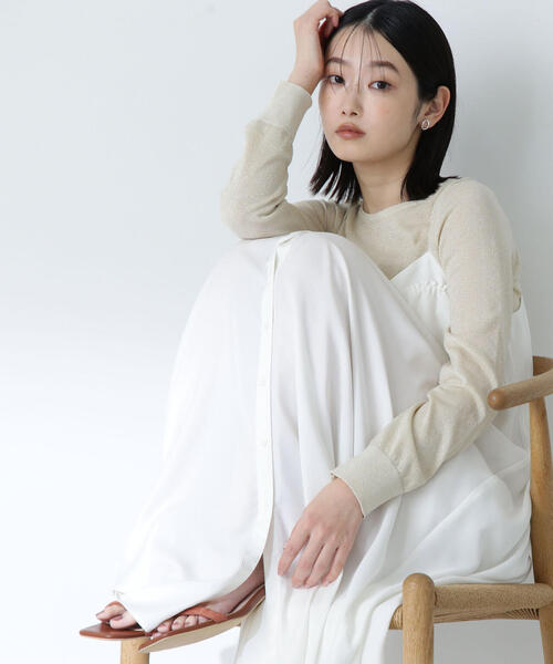 NATURAL BEAUTY BASIC（ナチュラルビューティーベーシック）の「◇【THINK NATURAL】クルーネックラメニット（ニット/セーター・レディース・ピンク/オフホワイト/ネイビー・FREE）」の5枚目の写真