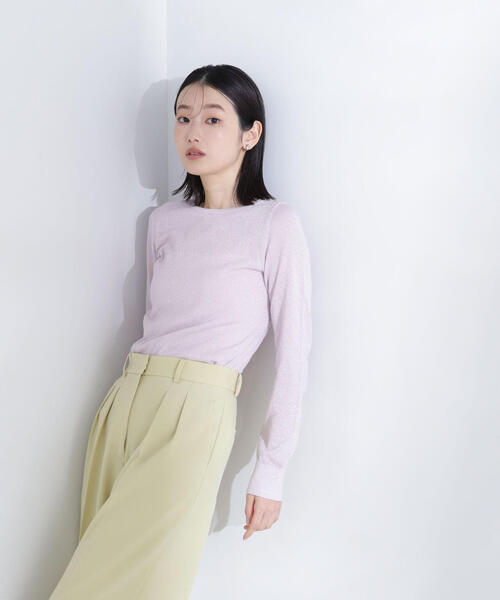 NATURAL BEAUTY BASIC（ナチュラルビューティーベーシック）の「◇【THINK NATURAL】クルーネックラメニット（ニット/セーター・レディース・ピンク/オフホワイト/ネイビー・FREE）」の16枚目の写真