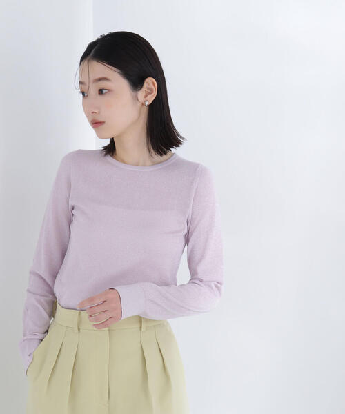 NATURAL BEAUTY BASIC（ナチュラルビューティーベーシック）の「◇【THINK NATURAL】クルーネックラメニット（ニット/セーター・レディース・ピンク/オフホワイト/ネイビー・FREE）」の18枚目の写真