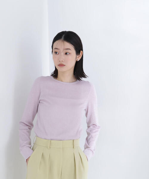 NATURAL BEAUTY BASIC（ナチュラルビューティーベーシック）の「◇【THINK NATURAL】クルーネックラメニット（ニット/セーター・レディース・ピンク/オフホワイト/ネイビー・FREE）」の20枚目の写真