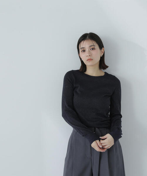 NATURAL BEAUTY BASIC（ナチュラルビューティーベーシック）の「◇【THINK NATURAL】クルーネックラメニット（ニット/セーター・レディース・ピンク/オフホワイト/ネイビー・FREE）」の6枚目の写真