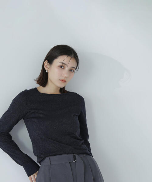 NATURAL BEAUTY BASIC（ナチュラルビューティーベーシック）の「◇【THINK NATURAL】クルーネックラメニット（ニット/セーター・レディース・ピンク/オフホワイト/ネイビー・FREE）」の8枚目の写真