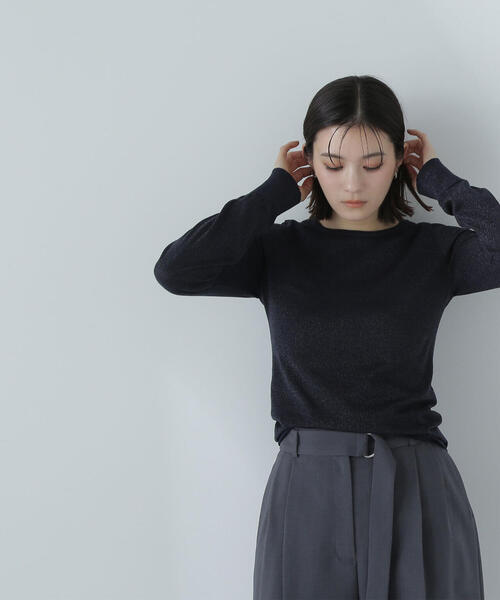NATURAL BEAUTY BASIC（ナチュラルビューティーベーシック）の「◇【THINK NATURAL】クルーネックラメニット（ニット/セーター・レディース・ピンク/オフホワイト/ネイビー・FREE）」の10枚目の写真