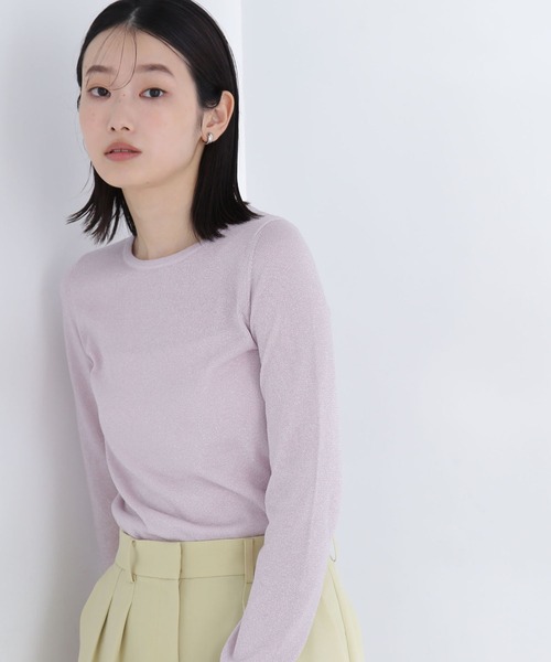 NATURAL BEAUTY BASIC（ナチュラルビューティーベーシック）の「◇【THINK NATURAL】クルーネックラメニット（ニット/セーター・レディース・ピンク/オフホワイト/ネイビー・FREE）」の3枚目の写真