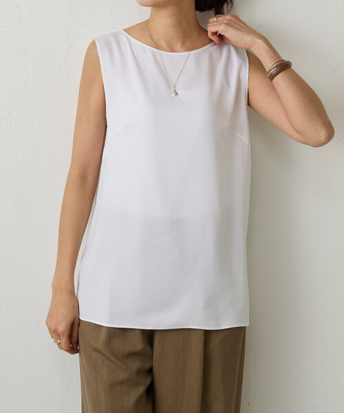 LIVETART（リヴェタート）の「《LIVETART》キュプラツイルタンクトップ（シャツ/ブラウス・レディース・ホワイト/ネイビー・FREE）」の3枚目の写真