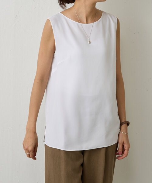 LIVETART（リヴェタート）の「《LIVETART》キュプラツイルタンクトップ（シャツ/ブラウス・レディース・ホワイト/ネイビー・FREE）」の6枚目の写真