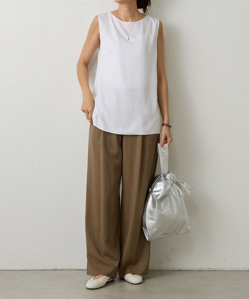 LIVETART（リヴェタート）の「《LIVETART》キュプラツイルタンクトップ（シャツ/ブラウス・レディース・ホワイト/ネイビー・FREE）」の10枚目の写真