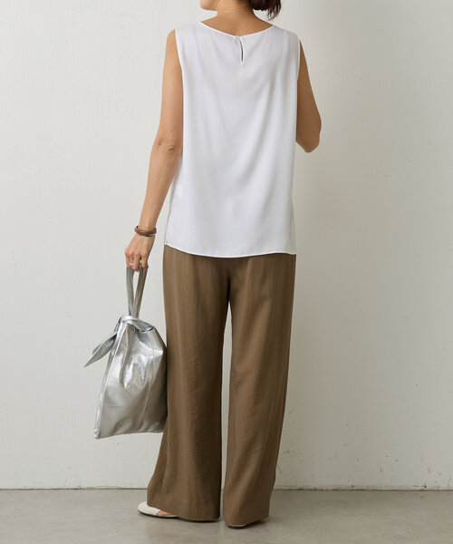 LIVETART（リヴェタート）の「《LIVETART》キュプラツイルタンクトップ（シャツ/ブラウス・レディース・ホワイト/ネイビー・FREE）」の12枚目の写真