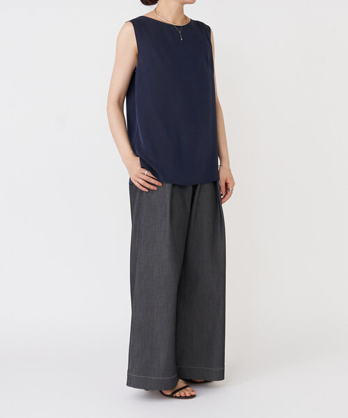 LIVETART（リヴェタート）の「《LIVETART》キュプラツイルタンクトップ（シャツ/ブラウス・レディース・ホワイト/ネイビー・FREE）」の20枚目の写真