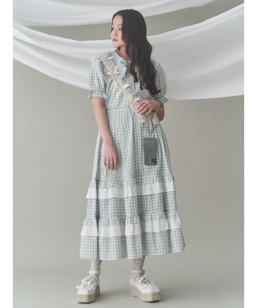 merry jenny(メリージェニー)の「ギンガムリボンブラウス(シャツ/ブラウス・レディース・グリーン/グレー/オフホワイト・FREE)」の5枚目の写真