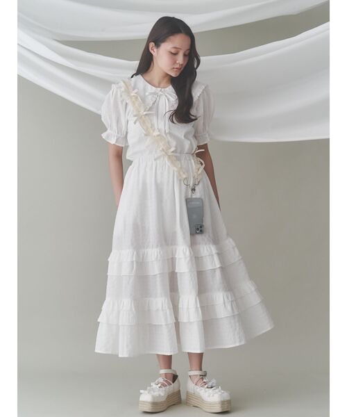 merry jenny(メリージェニー)の「ギンガムリボンブラウス(シャツ/ブラウス・レディース・グリーン/グレー/オフホワイト・FREE)」の9枚目の写真