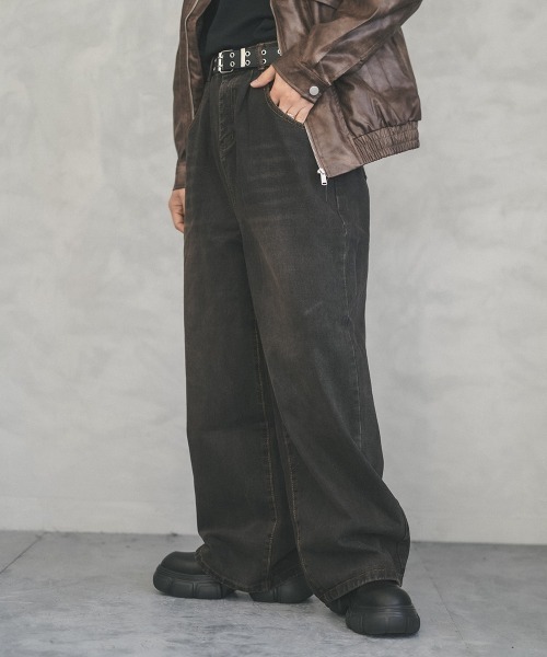 Shoowtime(ショウタイム)の「Vintage wash wide straight denim pants / ビンテージウォッシュワイドストレートデニムパンツ(デニムパンツ・メンズ・ブラック系・X-LARGE/LARGE/MEDIUM)」の7枚目の写真