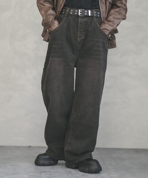 Shoowtime(ショウタイム)の「Vintage wash wide straight denim pants / ビンテージウォッシュワイドストレートデニムパンツ(デニムパンツ・メンズ・ブラック系・X-LARGE/LARGE/MEDIUM)」の8枚目の写真