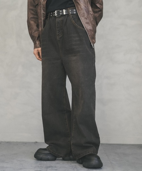 Shoowtime(ショウタイム)の「Vintage wash wide straight denim pants / ビンテージウォッシュワイドストレートデニムパンツ(デニムパンツ・メンズ・ブラック系・X-LARGE/LARGE/MEDIUM)」の9枚目の写真