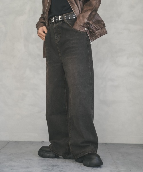 Shoowtime(ショウタイム)の「Vintage wash wide straight denim pants / ビンテージウォッシュワイドストレートデニムパンツ(デニムパンツ・メンズ・ブラック系・X-LARGE/LARGE/MEDIUM)」の10枚目の写真