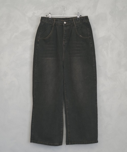 Shoowtime(ショウタイム)の「Vintage wash wide straight denim pants / ビンテージウォッシュワイドストレートデニムパンツ(デニムパンツ・メンズ・ブラック系・X-LARGE/LARGE/MEDIUM)」の4枚目の写真