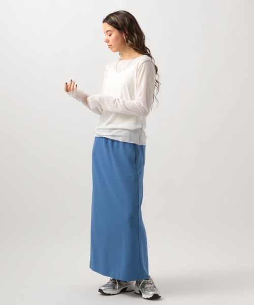 BAYFLOW（ベイフロー）の「[レイヤードスタイルに]シアーテレコロングスリーブT（Tシャツ/カットソー・レディース・ブラック/オフホワイト/ライトイエロー・FREE）」の5枚目の写真