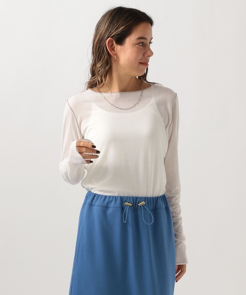 BAYFLOW（ベイフロー）の「[レイヤードスタイルに]シアーテレコロングスリーブT（Tシャツ/カットソー・レディース・ブラック/オフホワイト/ライトイエロー・FREE）」の10枚目の写真