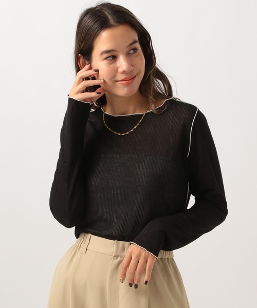 BAYFLOW（ベイフロー）の「[レイヤードスタイルに]シアーテレコロングスリーブT（Tシャツ/カットソー・レディース・ブラック/オフホワイト/ライトイエロー・FREE）」の12枚目の写真