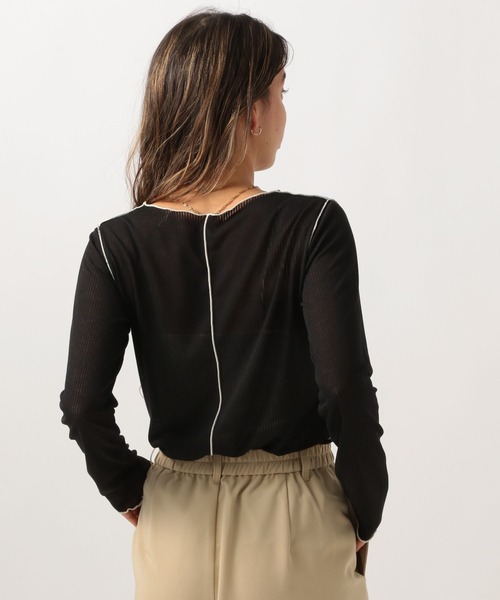 BAYFLOW（ベイフロー）の「[レイヤードスタイルに]シアーテレコロングスリーブT（Tシャツ/カットソー・レディース・ブラック/オフホワイト/ライトイエロー・FREE）」の13枚目の写真