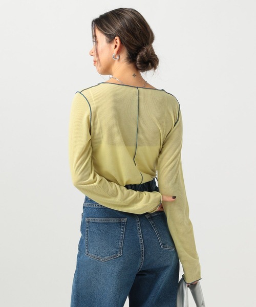 BAYFLOW（ベイフロー）の「[レイヤードスタイルに]シアーテレコロングスリーブT（Tシャツ/カットソー・レディース・ブラック/オフホワイト/ライトイエロー・FREE）」の15枚目の写真