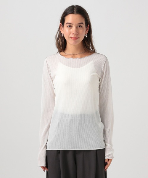 BAYFLOW（ベイフロー）の「[レイヤードスタイルに]シアーテレコロングスリーブT（Tシャツ/カットソー・レディース・ブラック/オフホワイト/ライトイエロー・FREE）」の18枚目の写真