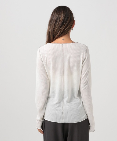 BAYFLOW（ベイフロー）の「[レイヤードスタイルに]シアーテレコロングスリーブT（Tシャツ/カットソー・レディース・ブラック/オフホワイト/ライトイエロー・FREE）」の20枚目の写真