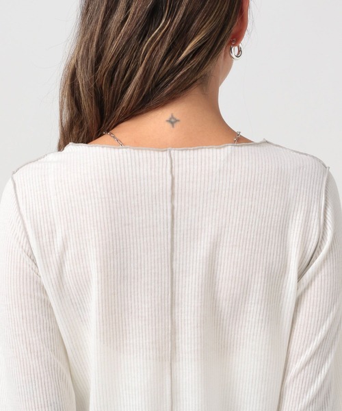 BAYFLOW（ベイフロー）の「[レイヤードスタイルに]シアーテレコロングスリーブT（Tシャツ/カットソー・レディース・ブラック/オフホワイト/ライトイエロー・FREE）」の21枚目の写真