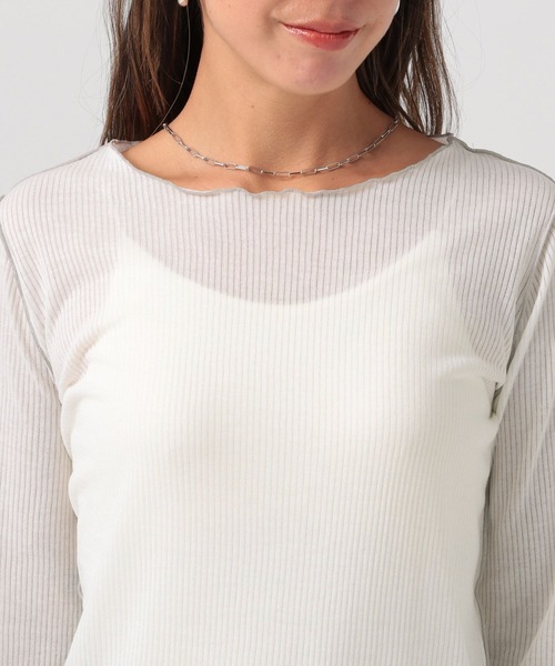 BAYFLOW（ベイフロー）の「[レイヤードスタイルに]シアーテレコロングスリーブT（Tシャツ/カットソー・レディース・ブラック/オフホワイト/ライトイエロー・FREE）」の22枚目の写真