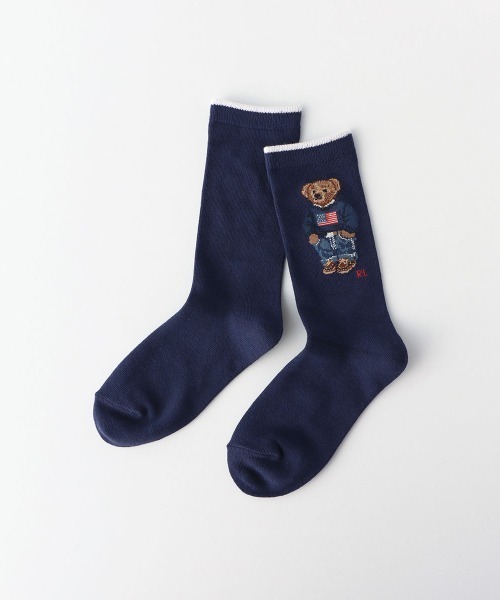 POLO RALPH LAUREN(ポロ ラルフ ローレン)の「POLO RALPH LAUREN レディース オーガニックコットン混 デニムベア クルーソックス 03207241(ソックス/靴下・レディース・ライトグレー/ホワイト/レッド系その他/ネイビー・23-25cm)」の4枚目の写真