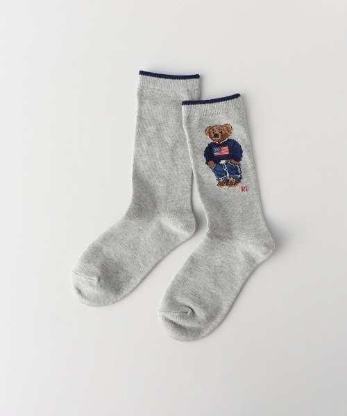 POLO RALPH LAUREN(ポロ ラルフ ローレン)の「POLO RALPH LAUREN レディース オーガニックコットン混 デニムベア クルーソックス 03207241(ソックス/靴下・レディース・ライトグレー/ホワイト/レッド系その他/ネイビー・23-25cm)」の3枚目の写真