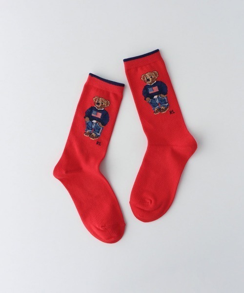 POLO RALPH LAUREN(ポロ ラルフ ローレン)の「POLO RALPH LAUREN レディース オーガニックコットン混 デニムベア クルーソックス 03207241(ソックス/靴下・レディース・ライトグレー/ホワイト/レッド系その他/ネイビー・23-25cm)」の6枚目の写真