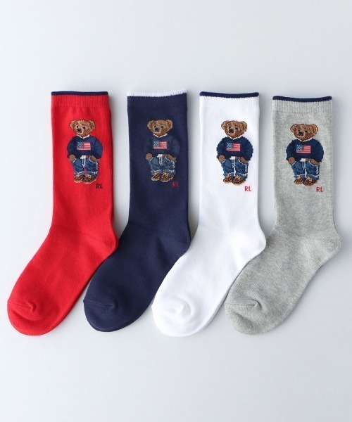 POLO RALPH LAUREN(ポロ ラルフ ローレン)の「POLO RALPH LAUREN レディース オーガニックコットン混 デニムベア クルーソックス 03207241(ソックス/靴下・レディース・ライトグレー/ホワイト/レッド系その他/ネイビー・23-25cm)」の8枚目の写真