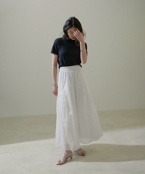 SALON adam et rope'（サロン アダム エ ロペ）の「【WEB限定】コットンオーガンジーギャザースカート 2（スカート・レディース・ホワイト/ブラック・FREE）」の20枚目の写真