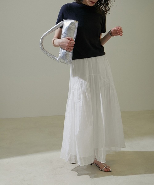 SALON adam et rope'（サロン アダム エ ロペ）の「【WEB限定】コットンオーガンジーギャザースカート 2（スカート・レディース・ホワイト/ブラック・FREE）」の21枚目の写真