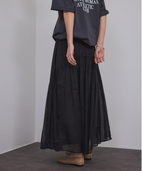 SALON adam et rope'（サロン アダム エ ロペ）の「【WEB限定】コットンオーガンジーギャザースカート 2（スカート・レディース・ホワイト/ブラック・FREE）」の7枚目の写真