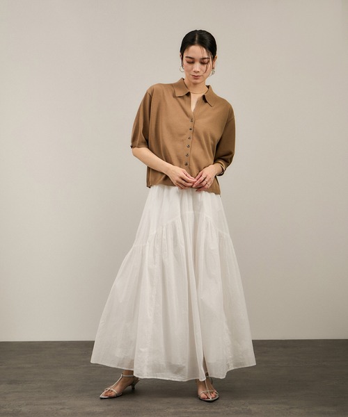 SALON adam et rope'（サロン アダム エ ロペ）の「【WEB限定】コットンオーガンジーギャザースカート 2（スカート・レディース・ホワイト/ブラック・FREE）」の14枚目の写真