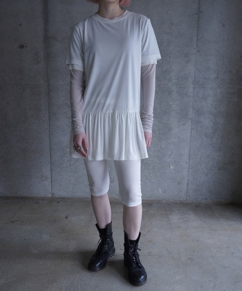 G.V.G.V.（ジーヴィージーヴィー）の「GATHER TUNIC TOP（Tシャツ/カットソー・レディース・ホワイト/ブラック・ONE SIZE）」の11枚目の写真