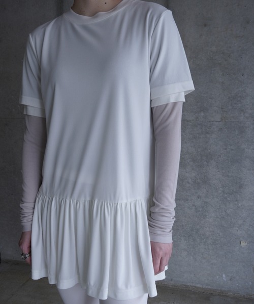 G.V.G.V.（ジーヴィージーヴィー）の「GATHER TUNIC TOP（Tシャツ/カットソー・レディース・ホワイト/ブラック・ONE SIZE）」の7枚目の写真