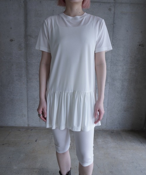 G.V.G.V.（ジーヴィージーヴィー）の「GATHER TUNIC TOP（Tシャツ/カットソー・レディース・ホワイト/ブラック・ONE SIZE）」の4枚目の写真