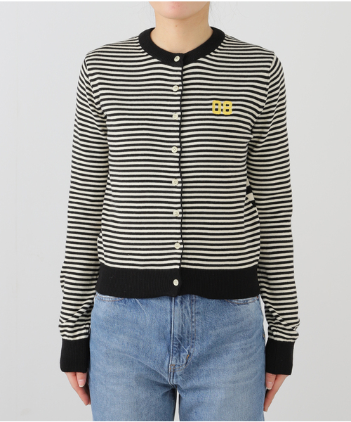 GREEN BUTTER(グリーンバター)の「【GREEN BUTTER/グリーンバター】Washable Stripe Cotton CD:カーディガン(カーディガン/ボレロ・レディース・ブラック/ブラウン/レッド・FREE)」の12枚目の写真
