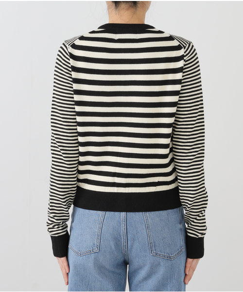 GREEN BUTTER(グリーンバター)の「【GREEN BUTTER/グリーンバター】Washable Stripe Cotton CD:カーディガン(カーディガン/ボレロ・レディース・ブラック/ブラウン/レッド・FREE)」の14枚目の写真