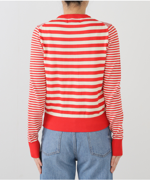 GREEN BUTTER(グリーンバター)の「【GREEN BUTTER/グリーンバター】Washable Stripe Cotton CD:カーディガン(カーディガン/ボレロ・レディース・ブラック/ブラウン/レッド・FREE)」の20枚目の写真
