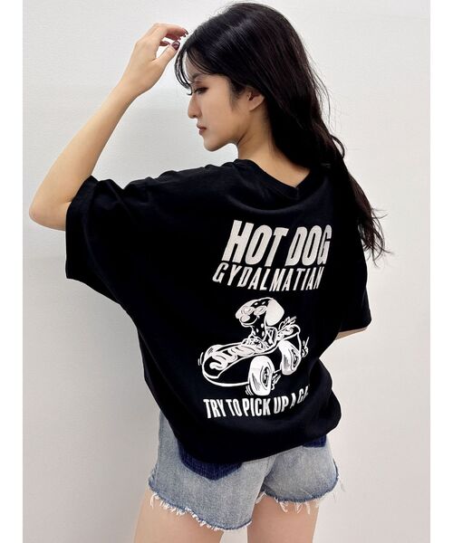 GYDA（ジェイダ）の「HOT DOG GYDALMATIAN BIG Tシャツ（Tシャツ/カットソー・レディース・ライトグレー/オフホワイト/ブラック・FREE）」の9枚目の写真