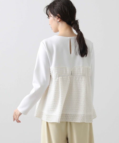 セール】ジャガードペプラムクルーネックカットソー（Tシャツ