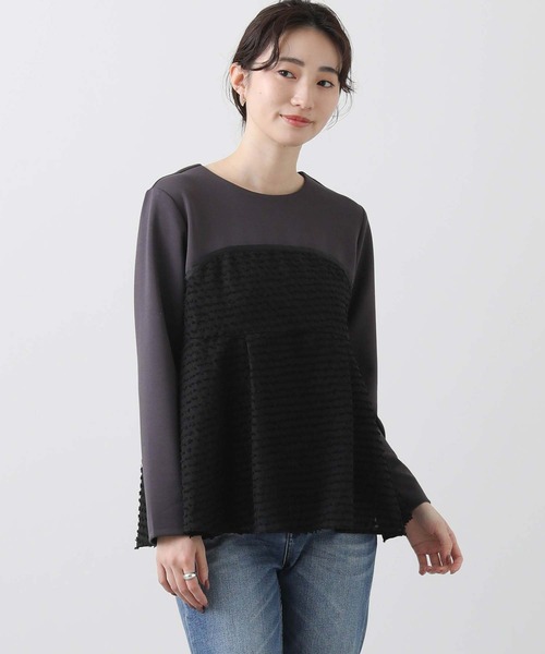 祝開店！大放出セール開催中 セール】ジャガードペプラムクルーネックカットソー（Tシャツ トップス