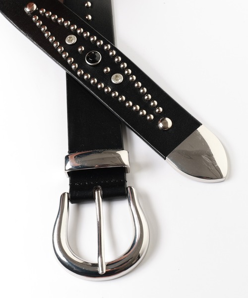 JIEDA(ジエダ)の「WIDE STUDS BELT(ベルト・メンズ・ブラック・ONESIZE)」の2枚目の写真