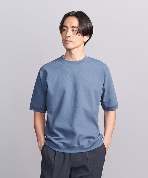 BEAUTY&YOUTH UNITED ARROWS（ビューティーアンドユースユナイテッドアローズ）の「ダブルフェイス ジオメ コンフォート クルーネック Tシャツ（Tシャツ/カットソー・メンズ・ダークグレー/ロイヤルブルー/ホワイト・S/M/L/XL）」の3枚目の写真
